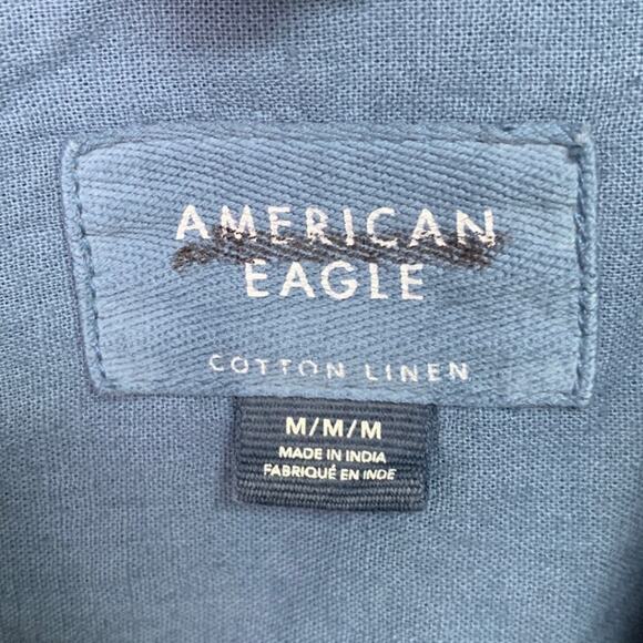 2 New American Eagle Mens Medium Blue Salmon Short Sleeve Button Up Shirts - Picture 3 of 4